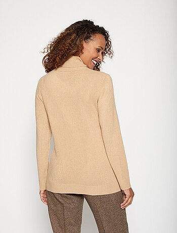 Pull doux col roulé manches longues