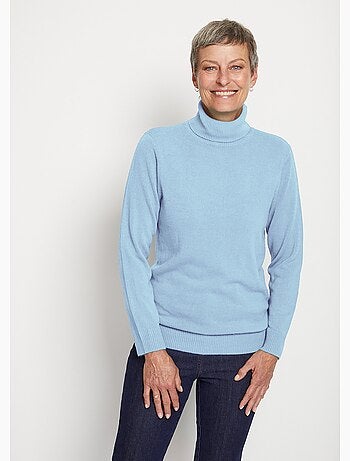 Pull doux col roulé manches longues