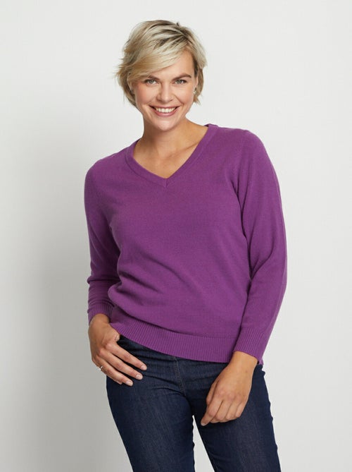 Pull doux col V manches longues - Afibel - Kiabi