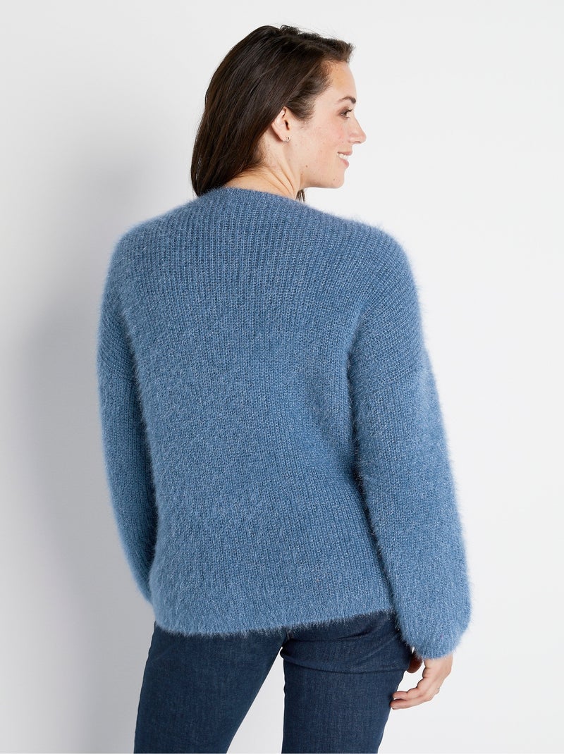 Pull doux colorblock maille poilue - Afibel Bleu - Kiabi