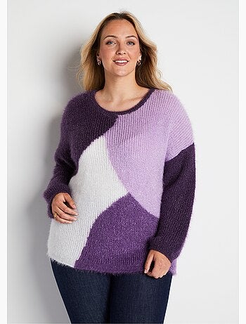 Pull doux colorblock maille poilue - Afibel