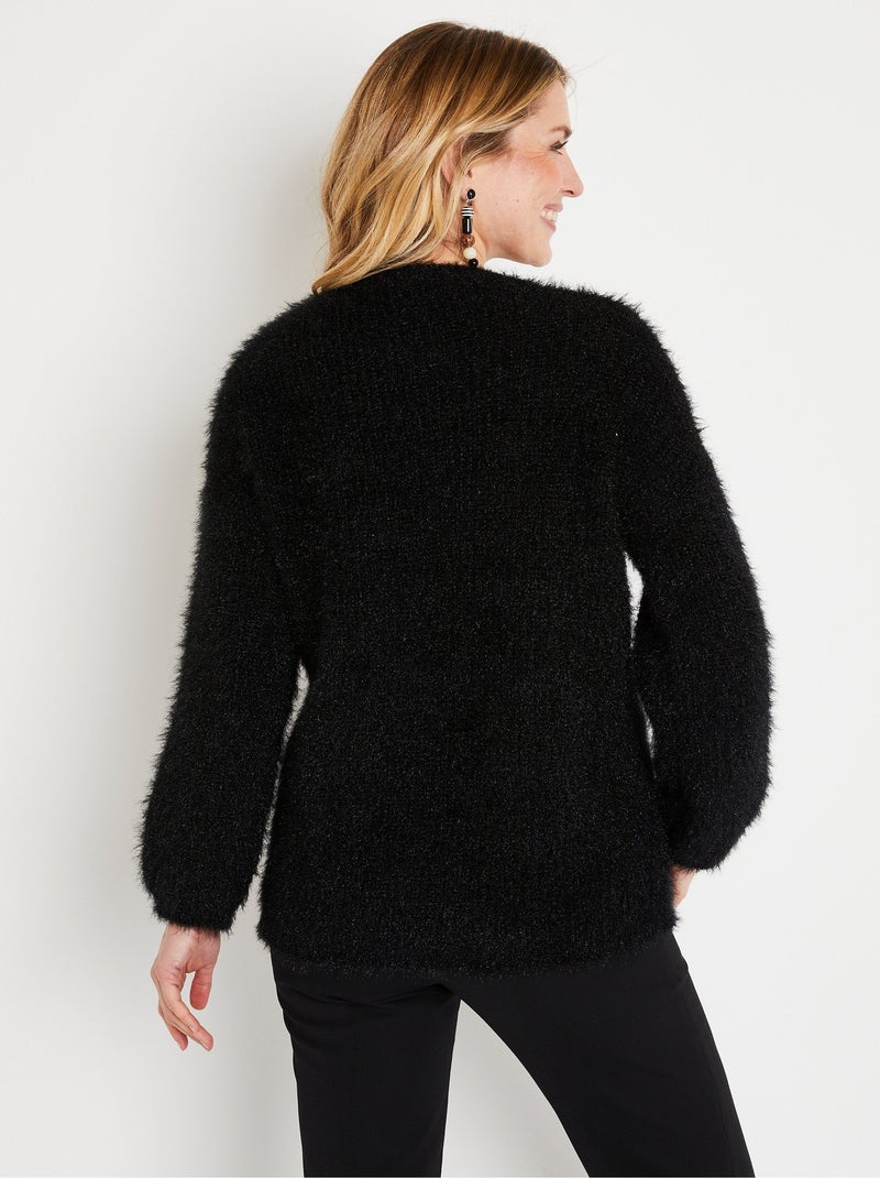 Pull doux colorblock maille poilue - Afibel Noir Beige - Kiabi