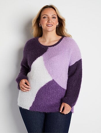 Pull doux colorblock maille poilue - Afibel