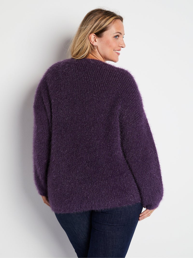 Pull doux colorblock maille poilue - Afibel Violet - Kiabi