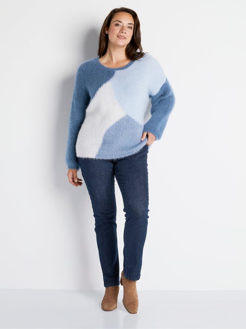 Pull doux colorblock maille poilue - Kiabi