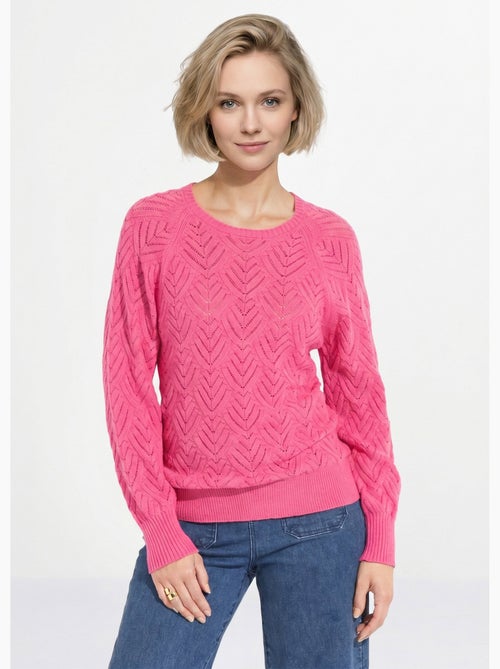 Pull doux court col rond uni ajouré - Afibel - Kiabi Pull doux court col rond uni ajouré - Afibel - Kiabi