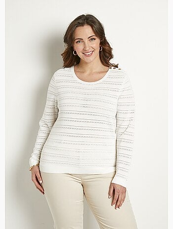 Pull doux court col rond uni manches longues - Afibel