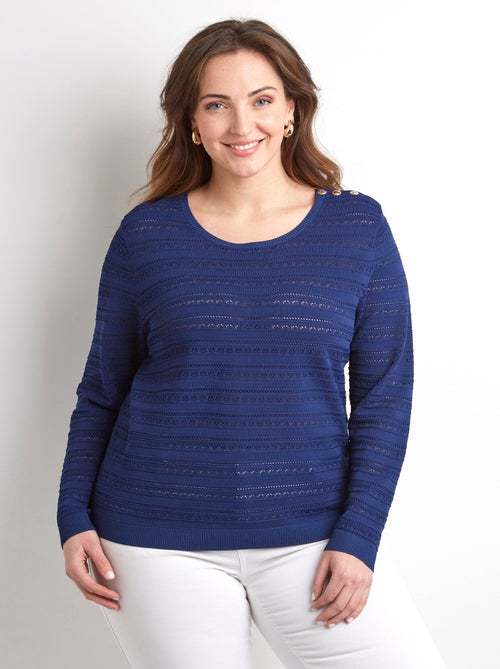 Pull doux court col rond uni manches longues - Afibel - Kiabi