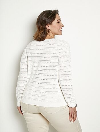 Pull doux court col rond uni manches longues