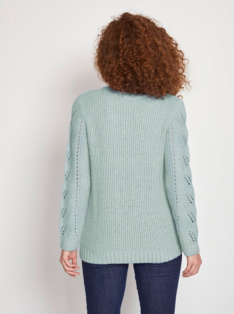 Pull doux en maille fantaisie - Afibel Bleu aqua - Kiabi