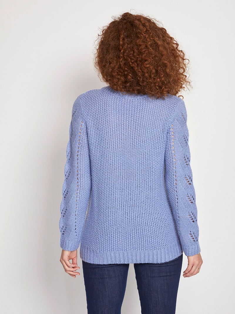 Pull doux en maille fantaisie - Afibel Bleu - Kiabi
