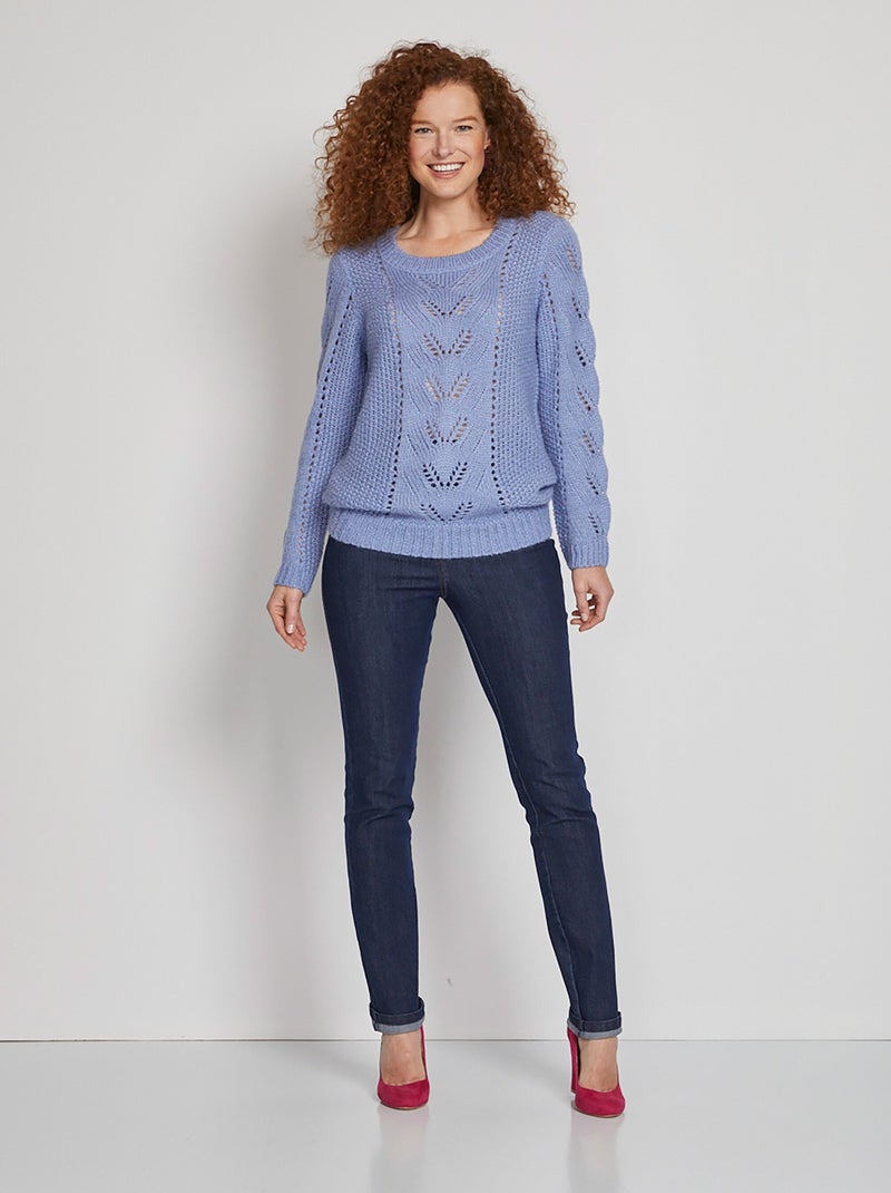 Pull doux en maille fantaisie - Afibel Bleu - Kiabi