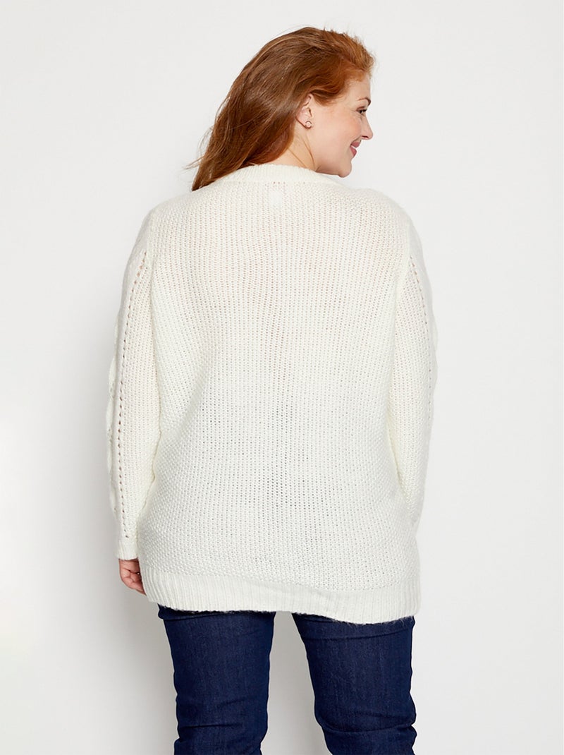 Pull doux en maille fantaisie - Afibel Ecru - Kiabi