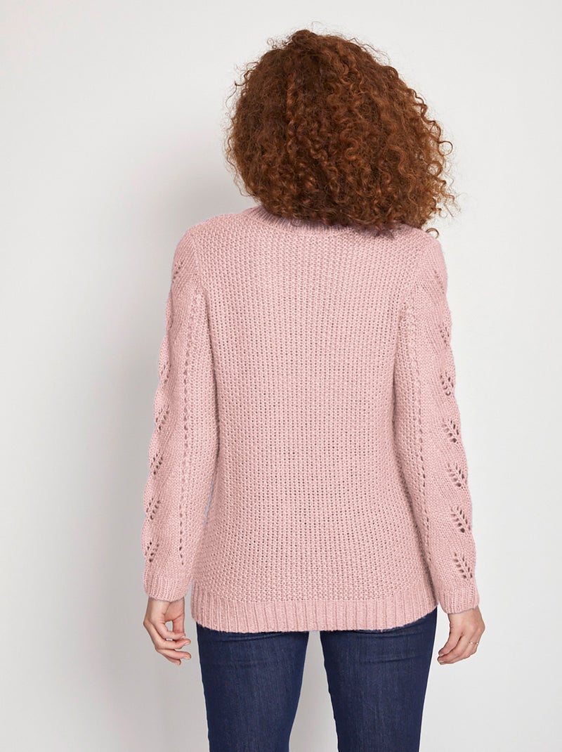 Pull doux en maille fantaisie - Afibel Rose - Kiabi