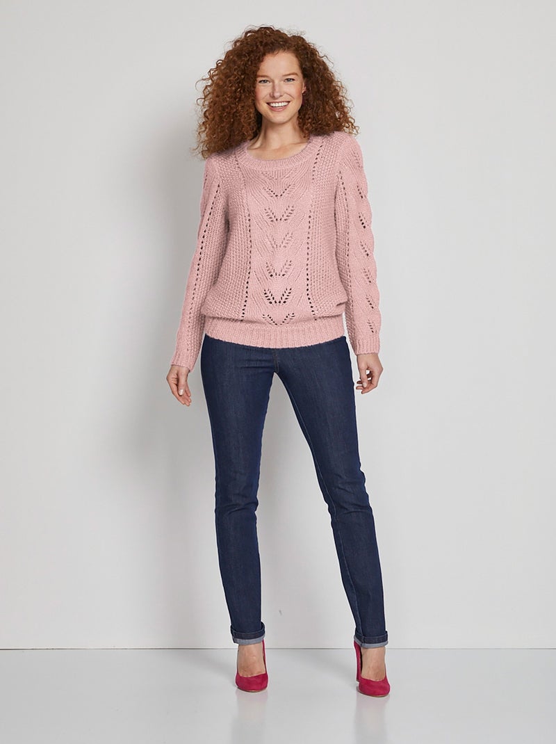 Pull doux en maille fantaisie - Afibel Rose - Kiabi