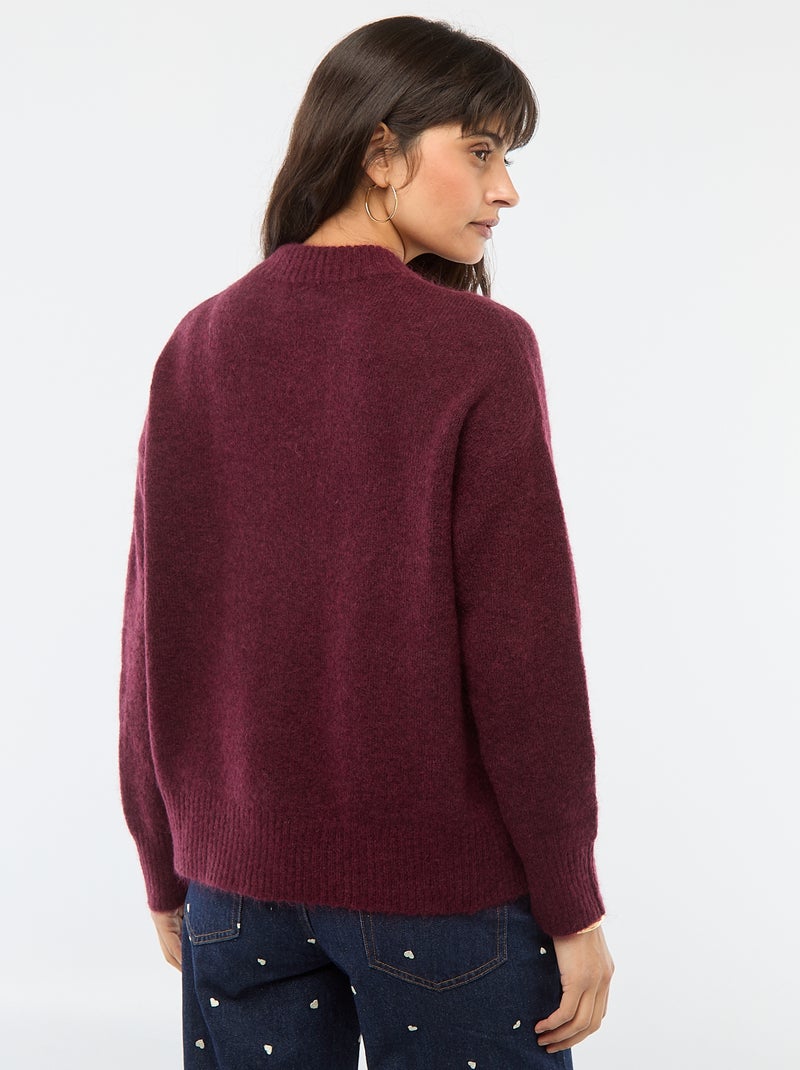 Pull Croft And Barrow en maille torsadée violet manches extra-longues col en V Medium - Canada