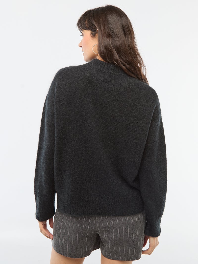 Pull doux en mohair et laine Noir - Kiabi