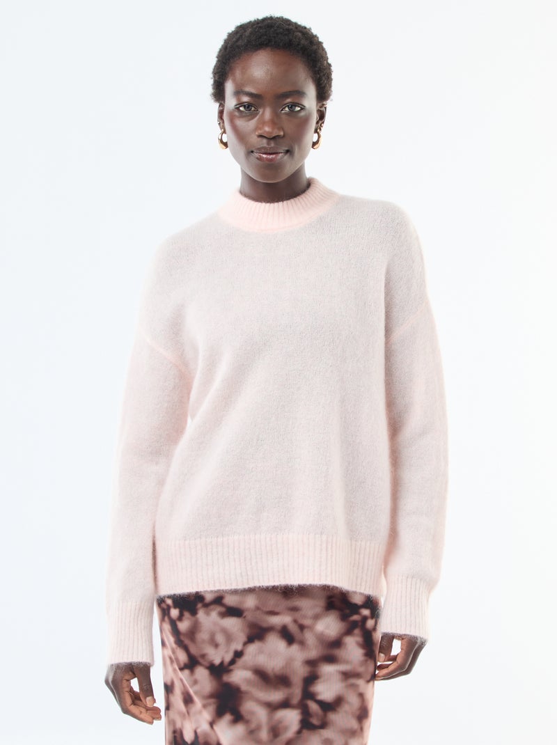 Pull doux en mohair et laine Rose - Kiabi
