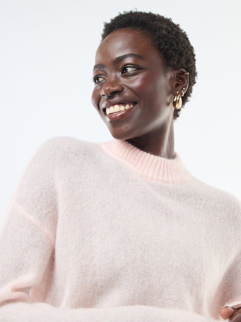 Pull doux en mohair et laine Rose - Kiabi