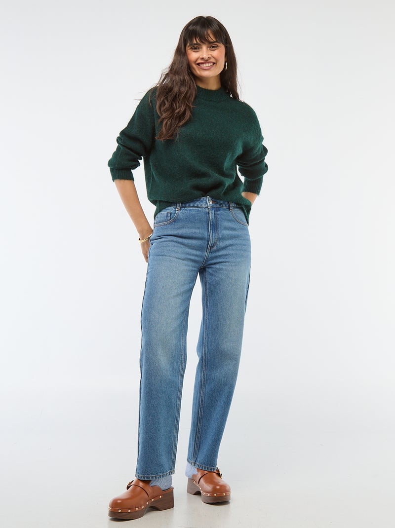 Pull doux en mohair et laine Vert sapin - Kiabi