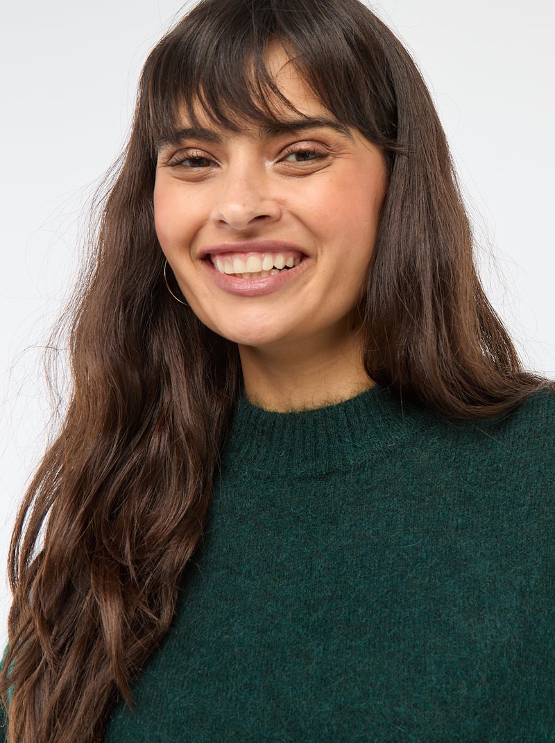 Pull doux en mohair et laine Vert sapin - Kiabi