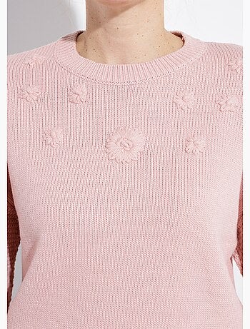 Pull doux fleurs brodées col rond - Afibel