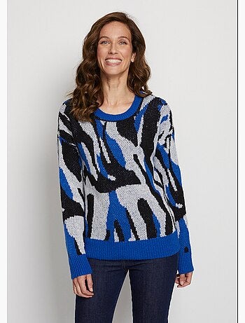 Pull doux jacquard maille poilue - Afibel