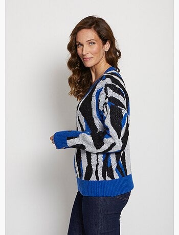 Pull doux jacquard maille poilue - Afibel