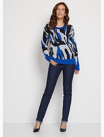 Pull doux jacquard maille poilue - Afibel