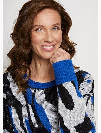 Pull doux jacquard maille poilue - Afibel