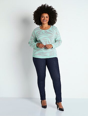 Pull doux jacquard zèbre col rond