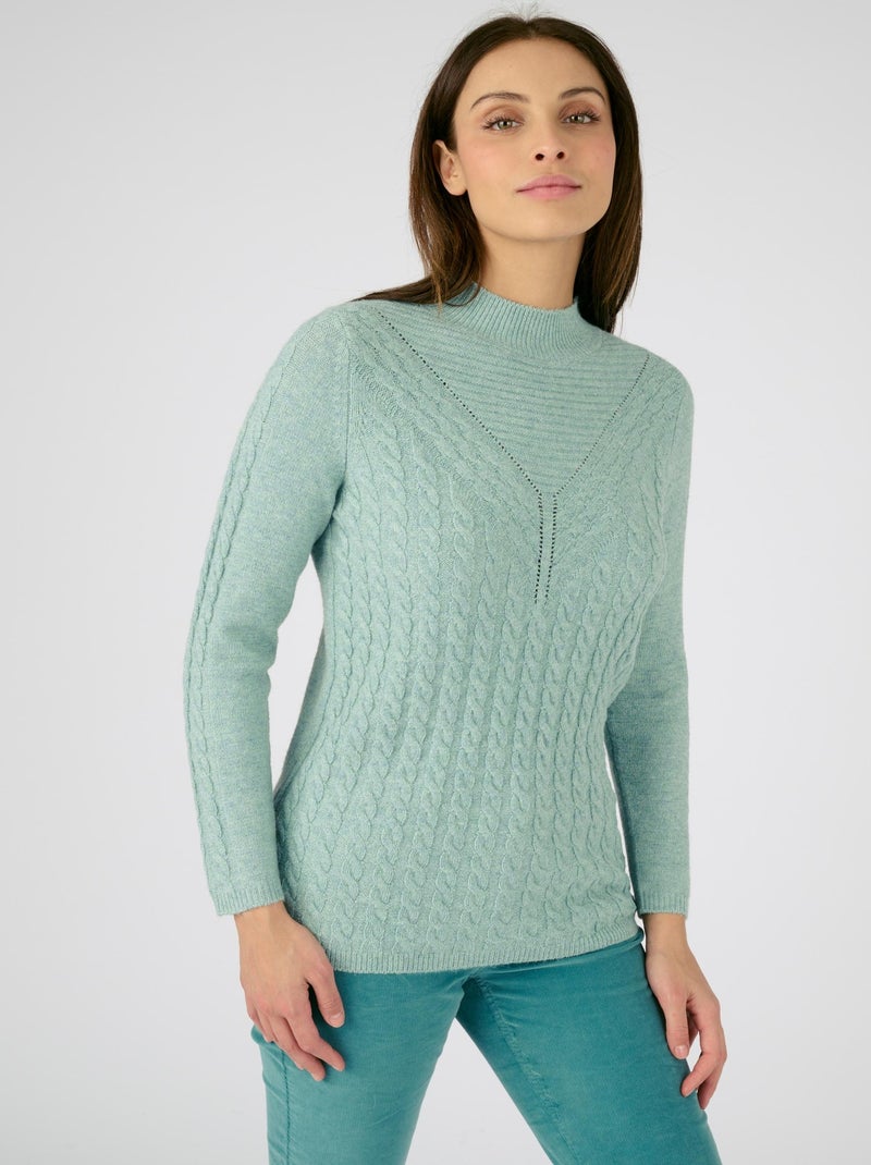 Pull doux jeu de maille Thermolactyl - Damart Vert - Kiabi