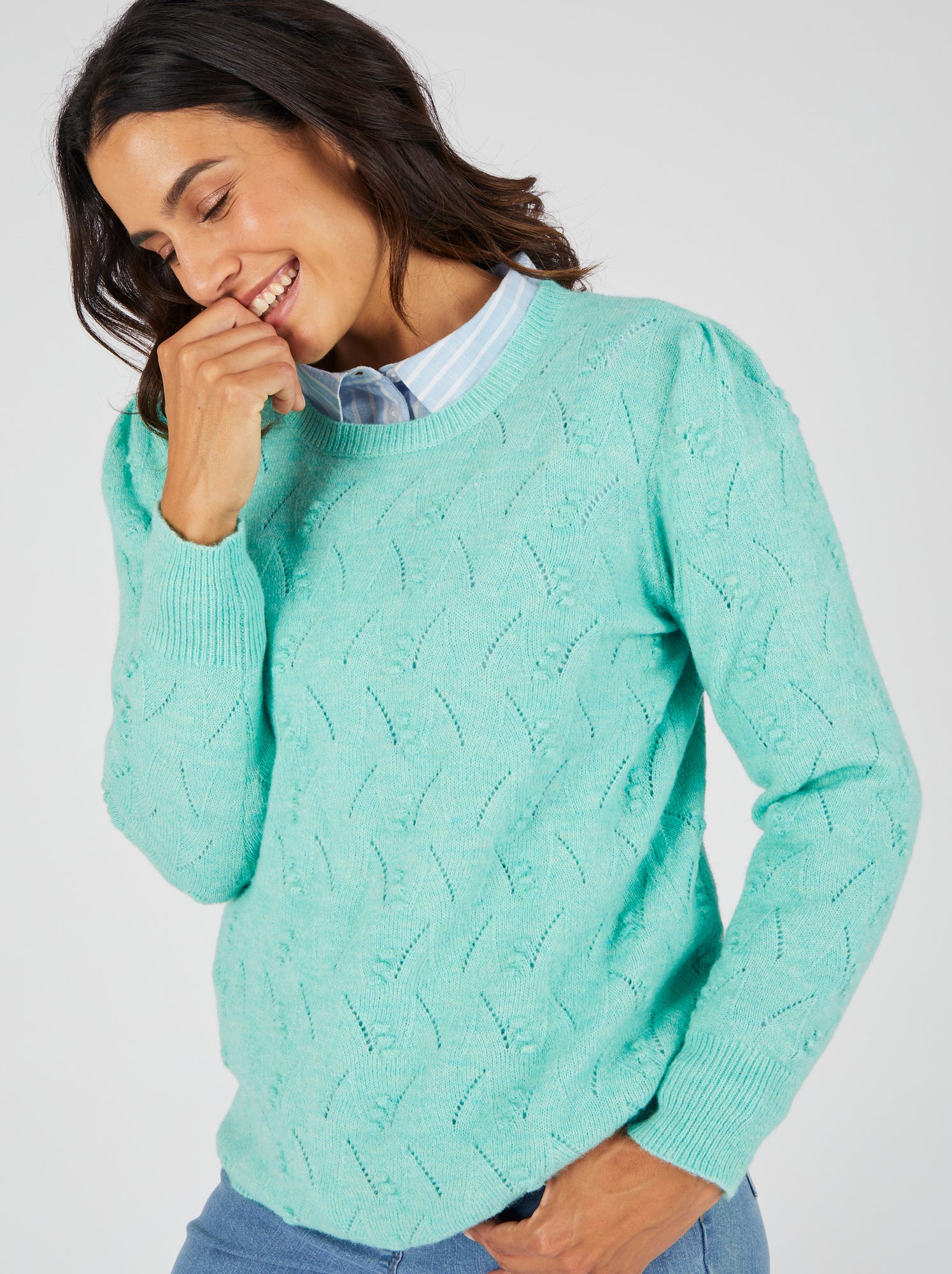 Gilet Femme Damart Thermolactyl – Maille Douce, Manches Ballon, Col V – 97% Polyester (60% Recyclé) – Taille 34/36 à 54/56