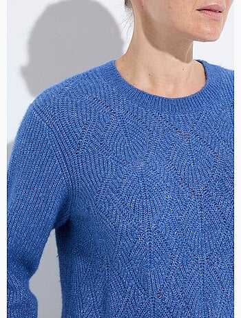 Pull doux maille ajourée avec laine - Afibel