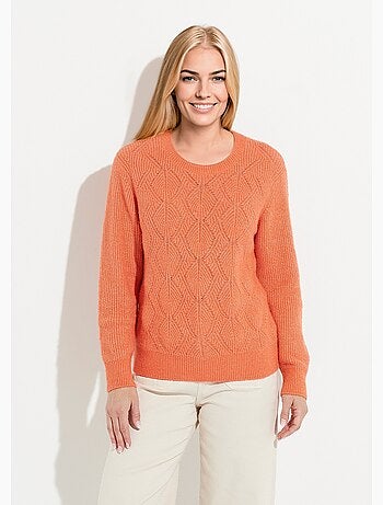 Pull doux maille ajourée avec laine - Afibel