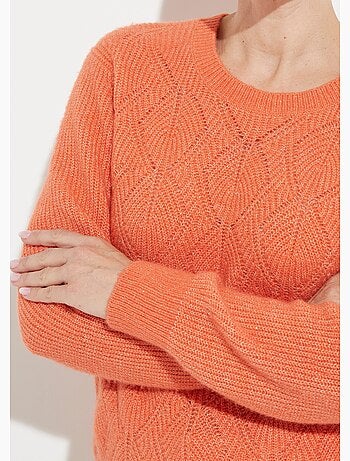 Pull doux maille ajourée avec laine - Afibel