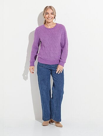 Pull doux maille ajourée avec laine - Afibel