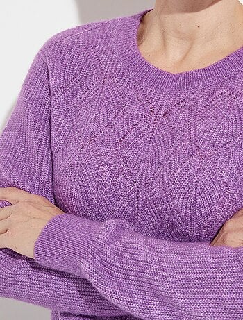 Pull doux maille ajourée avec laine - Afibel