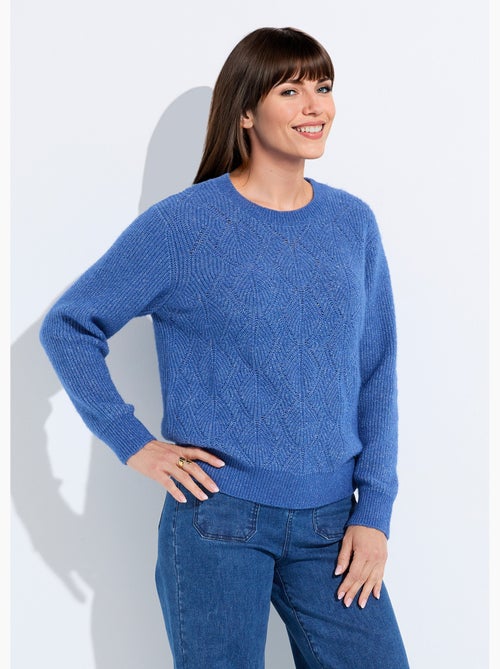 Pull doux maille ajourée fibres recyclées et laine - Afibel - Kiabi