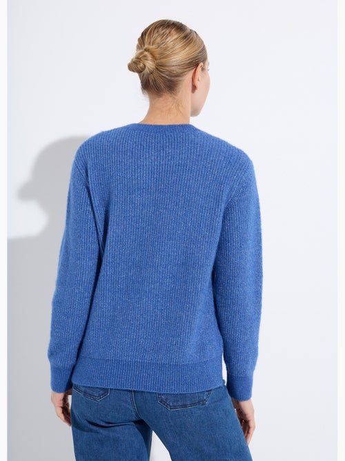 Pull doux maille ajourée fibres recyclées et laine - Afibel - Kiabi