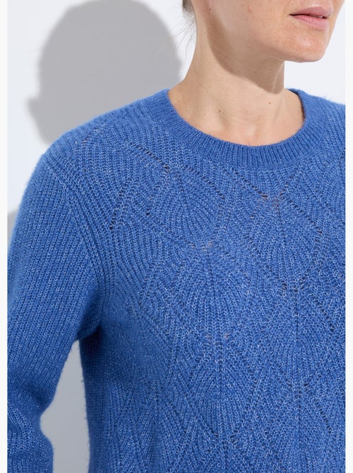 Pull doux maille ajourée fibres recyclées et laine - Afibel - Kiabi