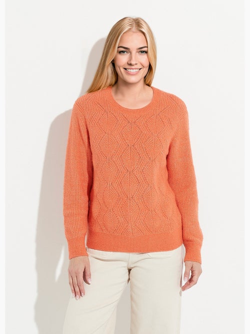 Pull doux maille ajourée fibres recyclées et laine - Afibel - Kiabi