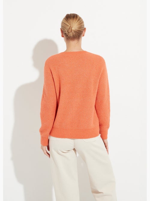 Pull doux maille ajourée fibres recyclées et laine - Afibel - Kiabi