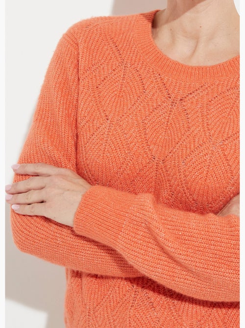 Pull doux maille ajourée fibres recyclées et laine - Afibel - Kiabi