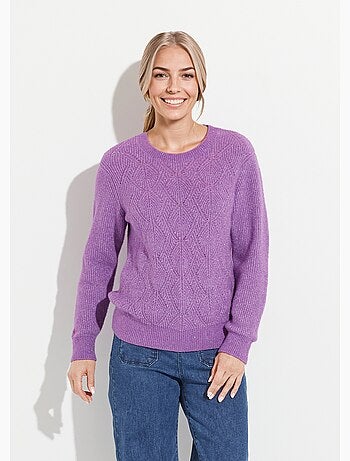 Pull doux maille ajourée fibres recyclées et laine - Afibel