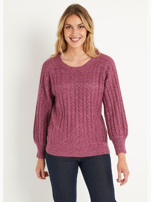 Pull doux maille irisée torsadée ajourée laine - Afibel - Kiabi