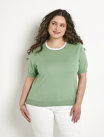 Pull doux manches courtes col rond - Afibel