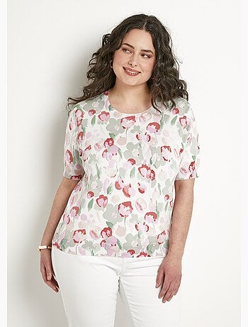 Pull doux manches courtes col rond - Afibel