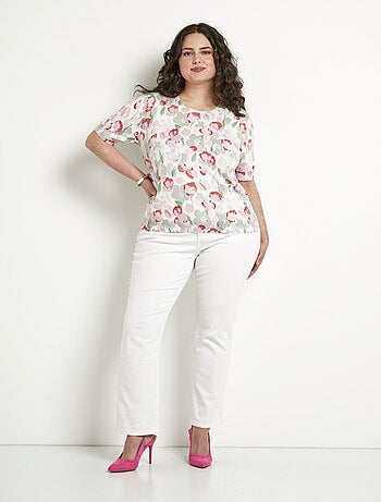 Pull doux manches courtes col rond - Afibel