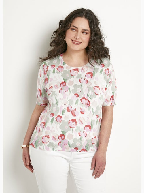 Pull doux manches courtes col rond - Afibel - Kiabi